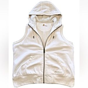 WOMEN'S IVORY / WHITE CARHARTT HOODED STOCKBRIDGE VEST SHERPA LINED Size XL